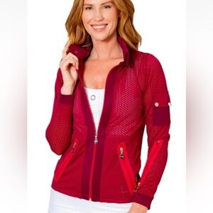Bluefish Sport Performance Zip Jacket Burgundy Mesh Athletic Riding Size Small